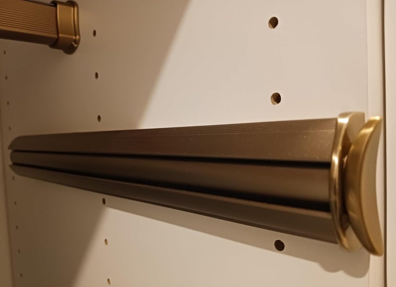 Kitchen Inventions TAG Hardware Premium 14 1/8 Inch Long Expendible Pullout Closet Wardrobe Valet Rod (Matte Gold) - Image 5